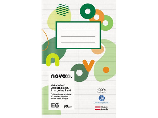 novooo. Cahier d'école E6, 7 mm ligné sans marge 90 g 1 Pièce/s