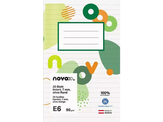 novooo. Cahier d'école E6, 7 mm ligné sans marge 90 g 25 Pièce/s