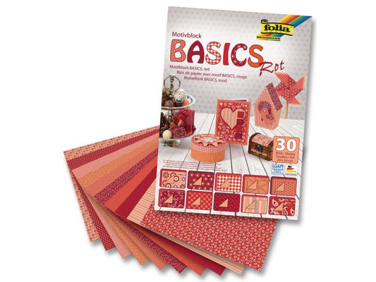 Folia Bloc de papier à motif Basics  rouge