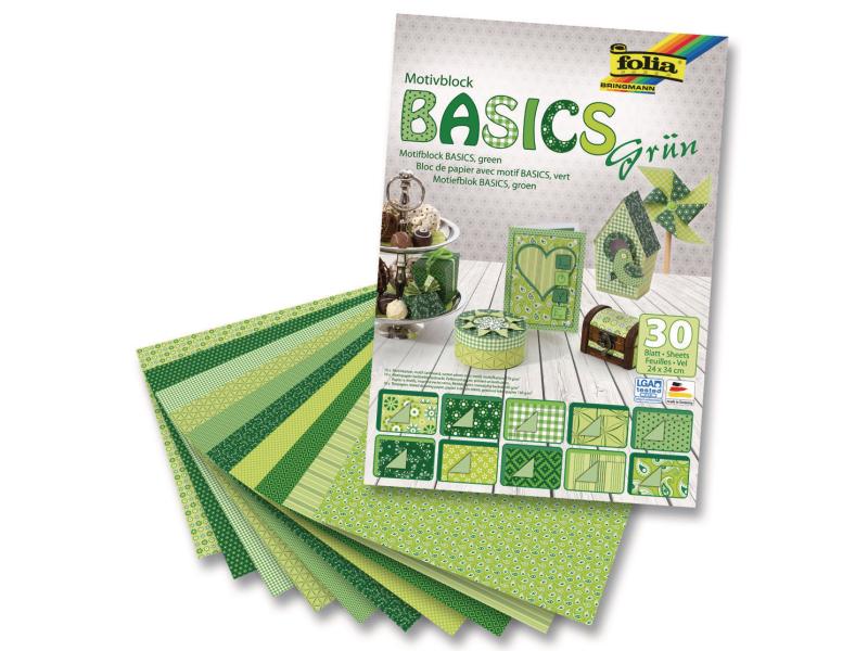 Folia Bloc de papier à motif Basics  verdoyant