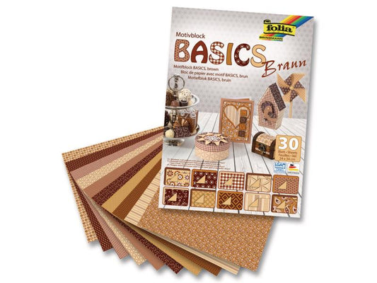 Folia Bloc de papier à motif Basics  brunir