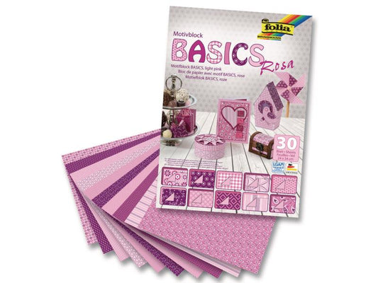 Folia Bloc de papier à motif Basics  rose