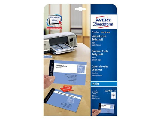 Avery Zweckform Étiquettes de cartes de visite Inkjet 85 x 54 mm 80 pièces