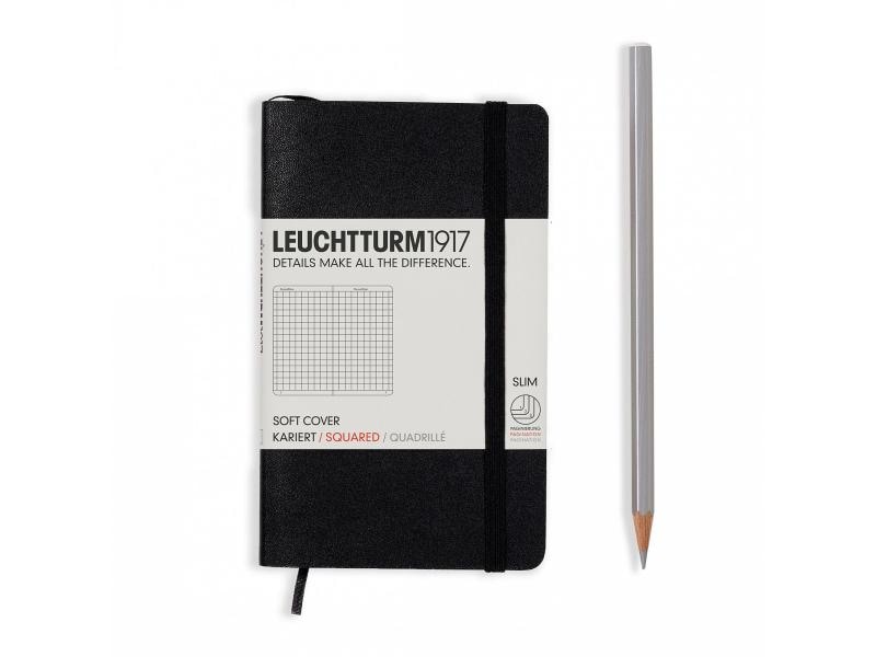 Leuchtturm Carnet de notes Pocket A6, À carreaux, Noir