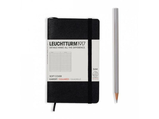 Leuchtturm Carnet de notes Pocket A6, À carreaux, Noir