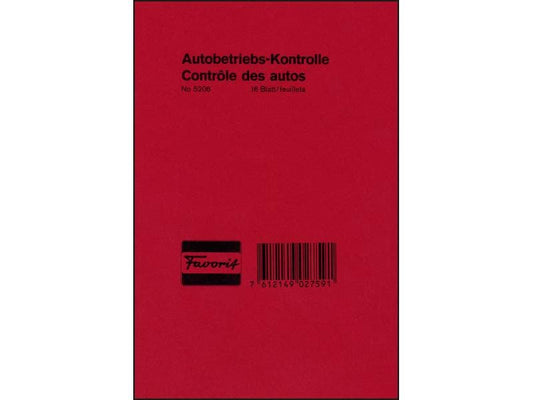 Favorit Bloc autocopiant Contrôle d'exploitation automobile 16 feuilles