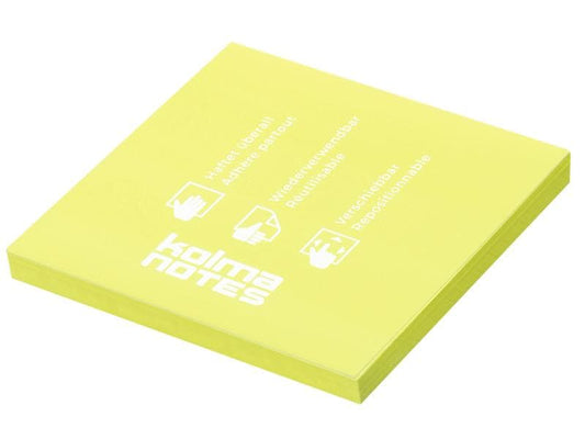 Kolma Fiche de bloc-notes NOTES 76 x 76 mm Jaune, 100 feuilles