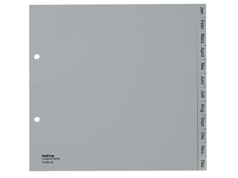 Kolma Registre A4 LongLife Janv-Déc (en), couverture partielle