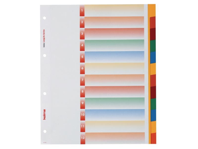 Kolma Registre A4 XL LongLife 1-12 En couleur