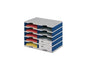 Styro Rangement pour documents styrodoc duo  Standard, Bleu, 10 compartiments