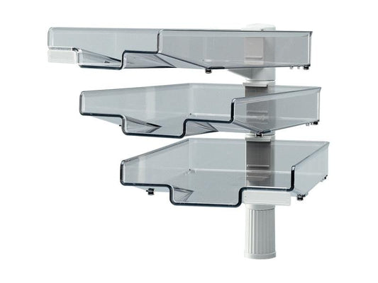 Hansa Corbeille à courier Battant pivotant avec 3 plateaux, gris clair