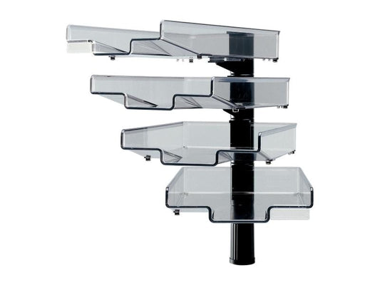 Hansa Corbeille à courier Battant pivotant avec 4 plateaux, noir