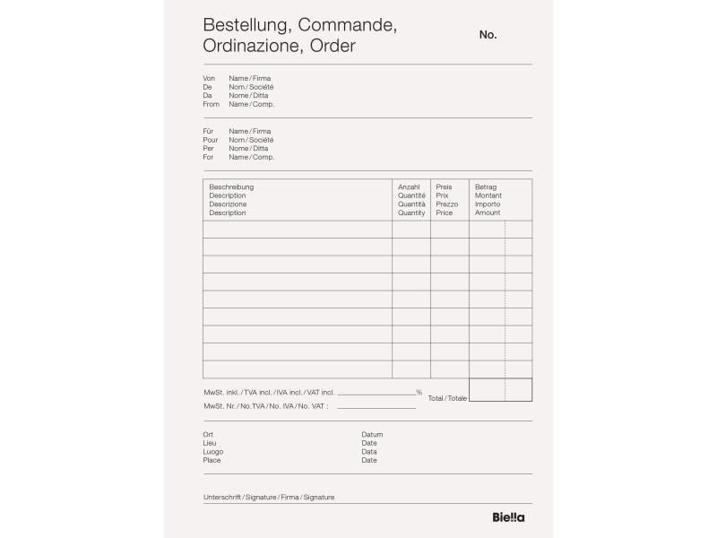 Biella Bloc autocopiant Copy Block A5 bon de commande