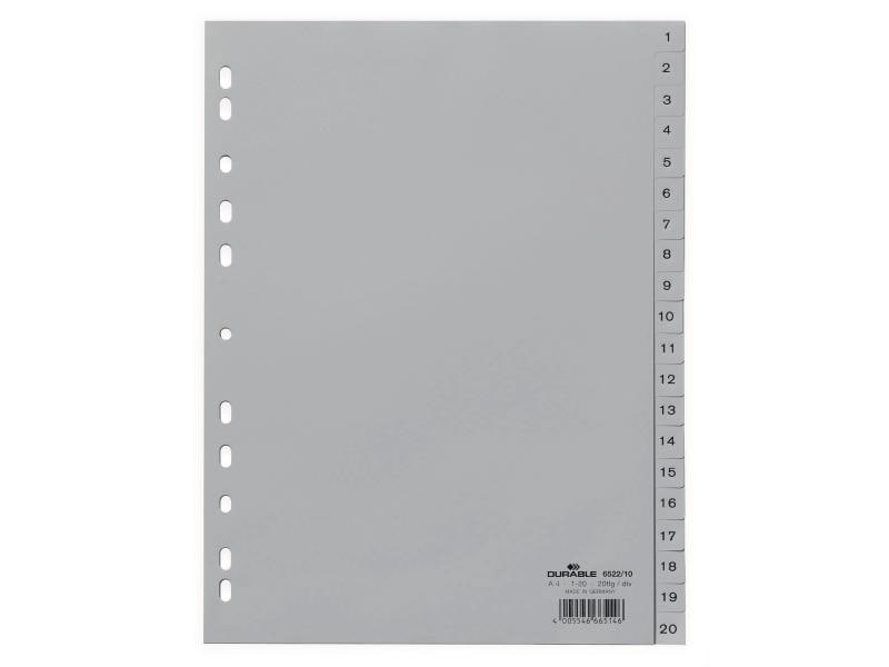 DURABLE Registre A4 1-20, Haut, Gris
