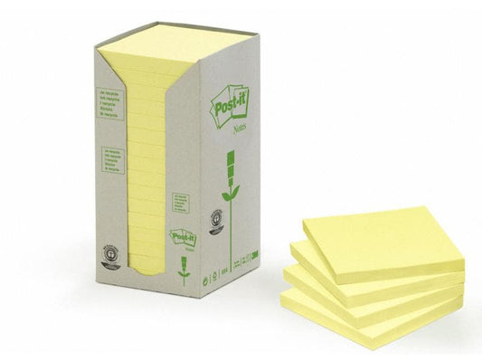 Post-it Fiche de bloc-notes Recycling Notes 7.6 cm x 7.6 cm, jaune
