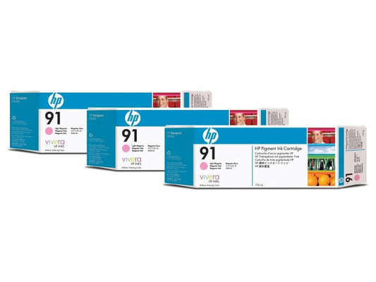 HP Encre Nr. 91 (C9487A) Magenta clair (paquet de 3)