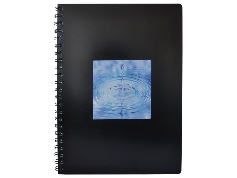 Office Bloc-notes à spirale A4 80 feuilles, à carreaux, noir