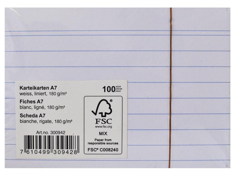 Office Fiches A7 À lignes