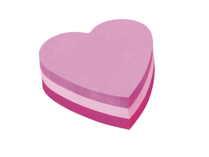 Post-it Fiche de bloc-notes Post-it Coeur, 1 bloc de 225 feuilles, 3 couleurs