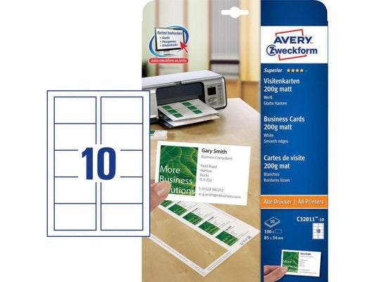 Avery Zweckform Étiquettes de cartes de visite 85 x 54 mm, 200 g/m² 100 pièces