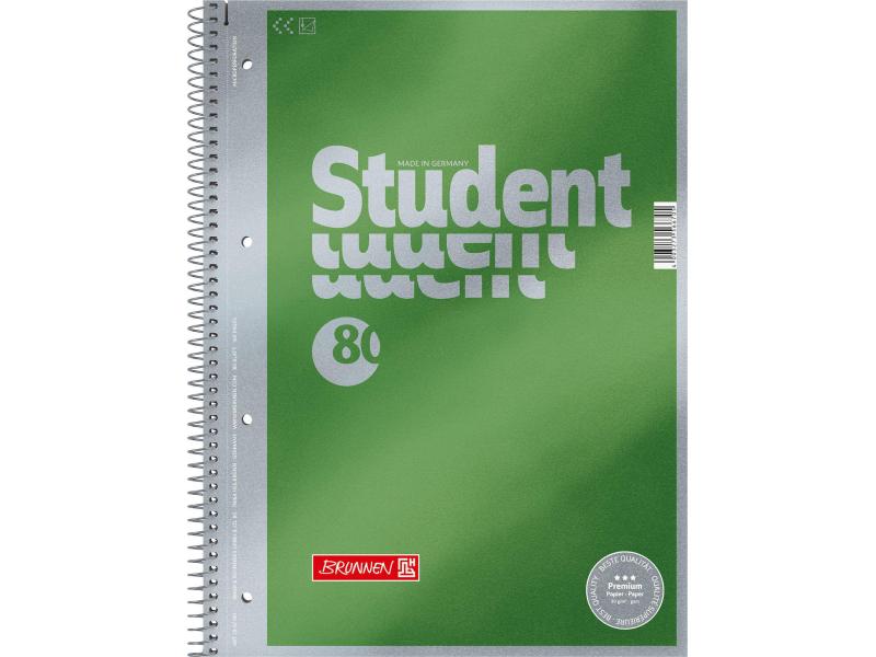 Brunnen Bloc-notes de collège Premium Student A4, vierge, 80 feuilles