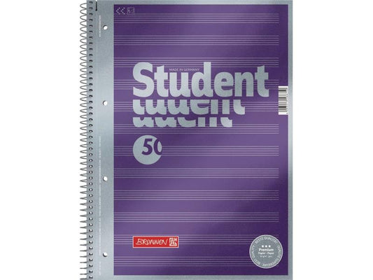 Brunnen Bloc-notes de collège Premium Student Partitions A4, lignées, 50 feuilles