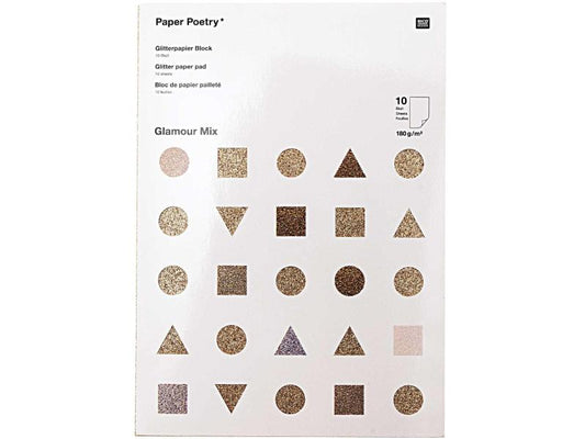 Rico Design Papier pailleté Paper Poetry Glamour Mix 10 feuilles