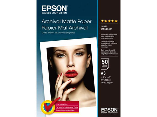 Epson Papier photo A3 192 g/m² 50 Pièce/s