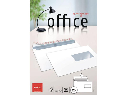 ELCO Enveloppe Office C5 avec fenêtre à droite, 25 pièces
