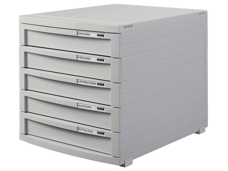 HAN Boîte à tiroirs CONTUR A4 5 tiroirs, fermés, gris