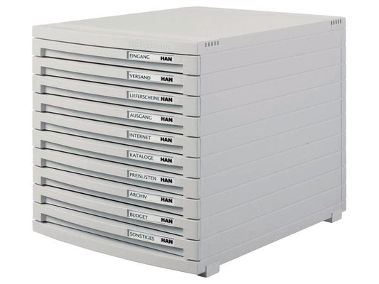HAN Boîte à tiroirs CONTUR A4 10 tiroirs, fermés, gris