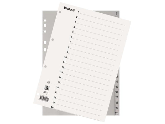 Biella Registre A4 1-20 avec feuille d'index
