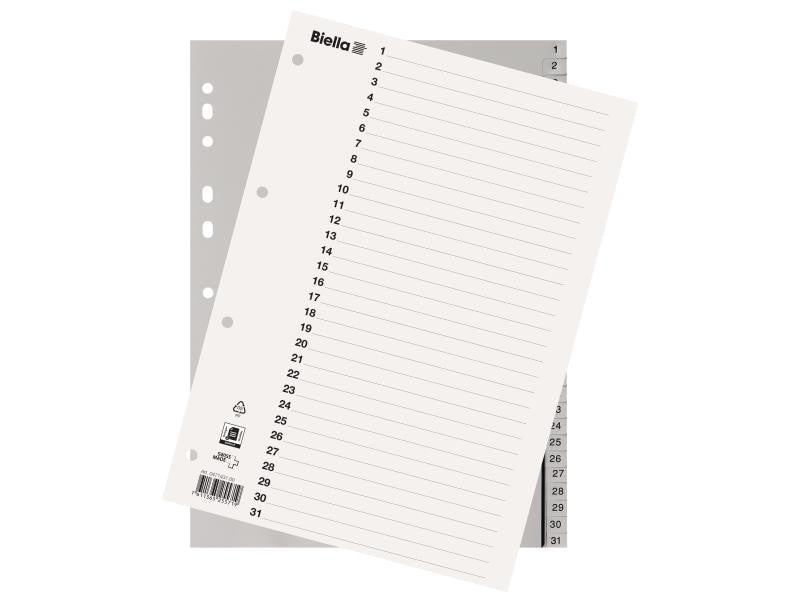 Biella Registre A4 1-31 avec feuille d'index