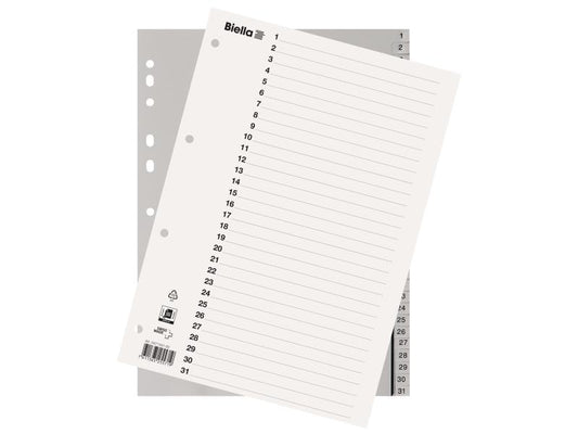 Biella Registre A4 1-31 avec feuille d'index