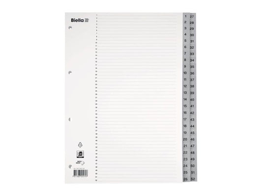 Biella Registre A4 1-52 avec feuille d'index