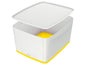 Leitz Boîte de rangement MyBox WOW Grand, jaune; blanc, couvercle