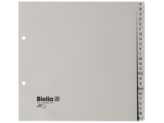 Biella Registre A-Z couvrant partiellement avec une feuille d'index