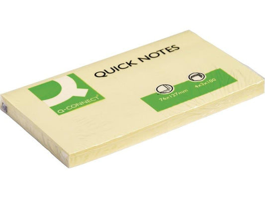 CONNECT Fiche de bloc-notes Quick Notes 76 x 127 mm, jaune