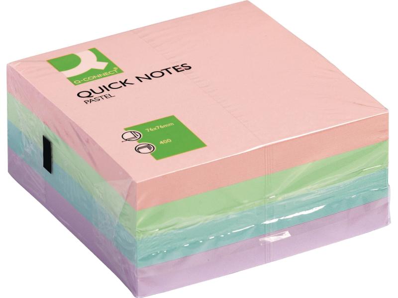 CONNECT Fiche de bloc-notes Quick Notes 76 x 76 mm, pastel