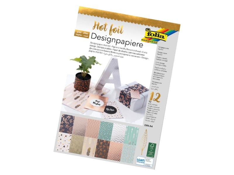 Folia Papier de fantaisie Hot foil Or/Argent/Menthe/Blanc