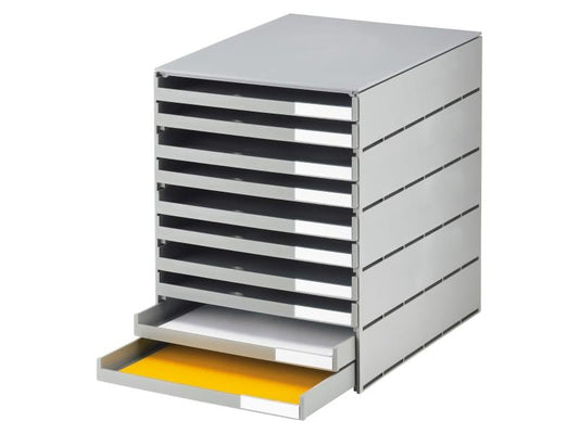 Styro Boîte à tiroirs Styroval Pro Eco 10 tiroirs, gris, ouverts