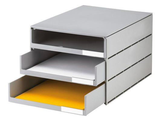 Styro Boîte à tiroirs Styroval Pro Eco 3 tiroirs, gris, ouverts