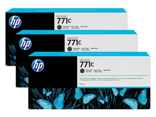 HP Encre Nr. 771C (B6Y31A) Matte Black (paquet de 3)