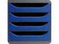 Exacompta Boîte à tiroirs Big Box 4 tiroirs, noir / bleu royal