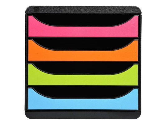 Exacompta Boîte à tiroirs Big Box 4 tiroirs, noir / arlequin