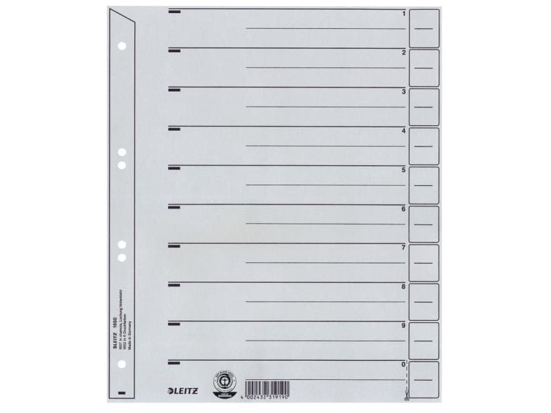 Leitz Intercalaires A4  vierge, 100 pièces