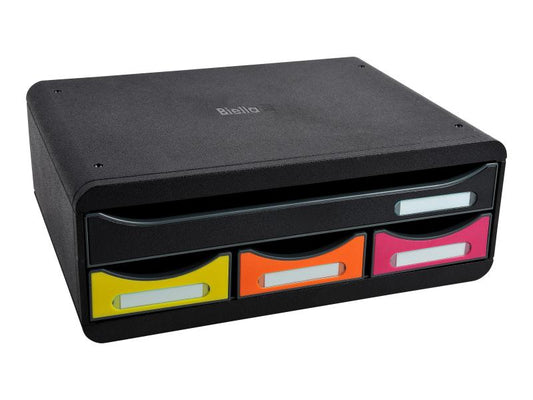 Biella Boîte à tiroirs TOOLBOX-MINI Noir/multicolore, A4+ paysage