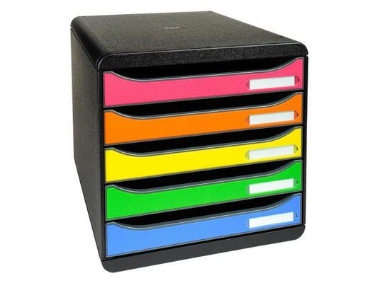 Biella Boîte à tiroirs Big-Box Plus A4+ Noir brillant/multicolore