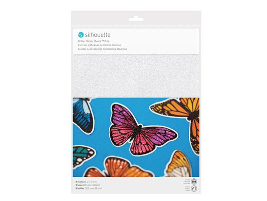 Silhouette Papier autocollant Glitter Blanc