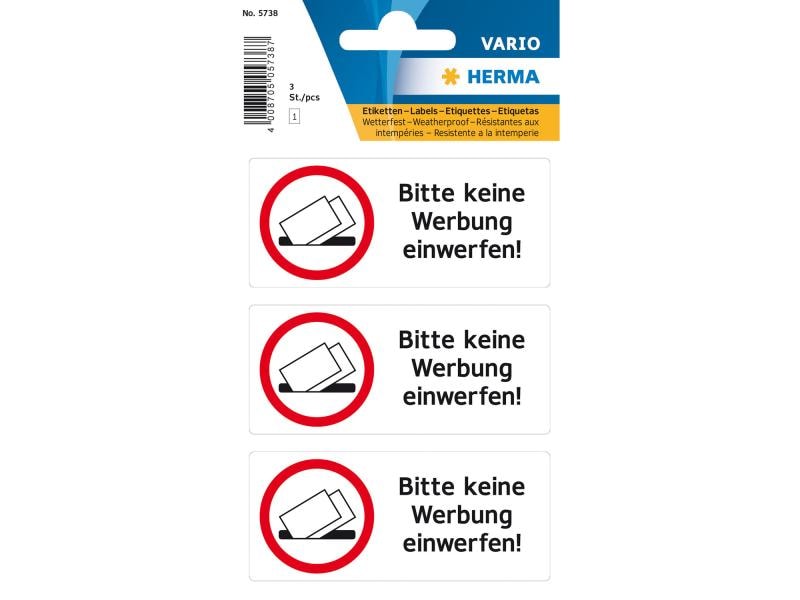Herma Stickers Étiquettes de texte 84 x 120 mm Bitte keine Werbung einwerfen
